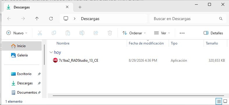 Descarga del instalador de Embarcadero Delphi