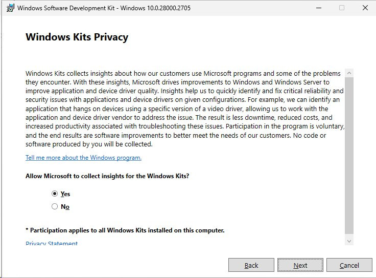 Politicas de Microsoft para instalar el SDK