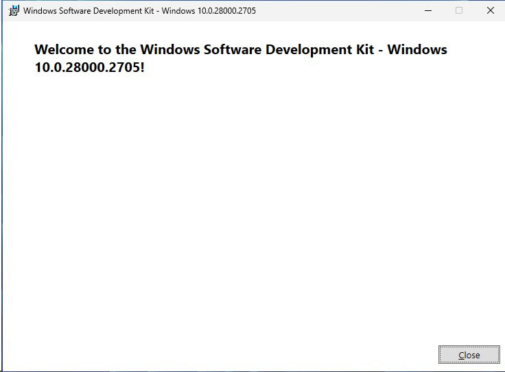Final de la instalación del SDK de Windows